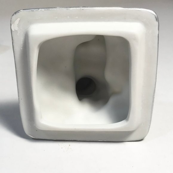 Vintage Ceramic Snowman Snowflake Christmas Trinket Box Jewelry Blue WhiteSilver - Picture 13 of 16